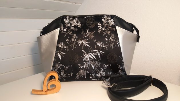 tasche "annette" in silber/schwarz